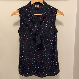 Anne Klein Pussycat Bow polka dot blouse